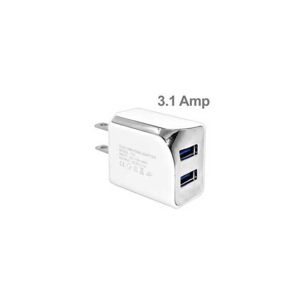 Swe-Tech 3C 2 Port USB Wall Travel Charger, 2 USB A Charging Ports, 3.1 Amps total, White FWT90W1-30320WH - main